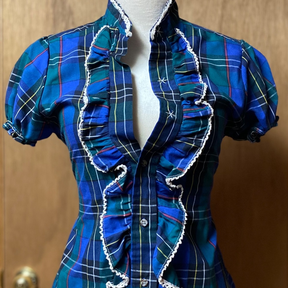 Urban Renewal Plaid Ruffle Top - Size S/M - Picture 3 of 7